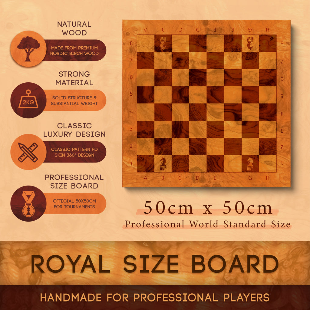 CHESS HIVE ROYAL EDITION CHESS BOARD 50X50 CM