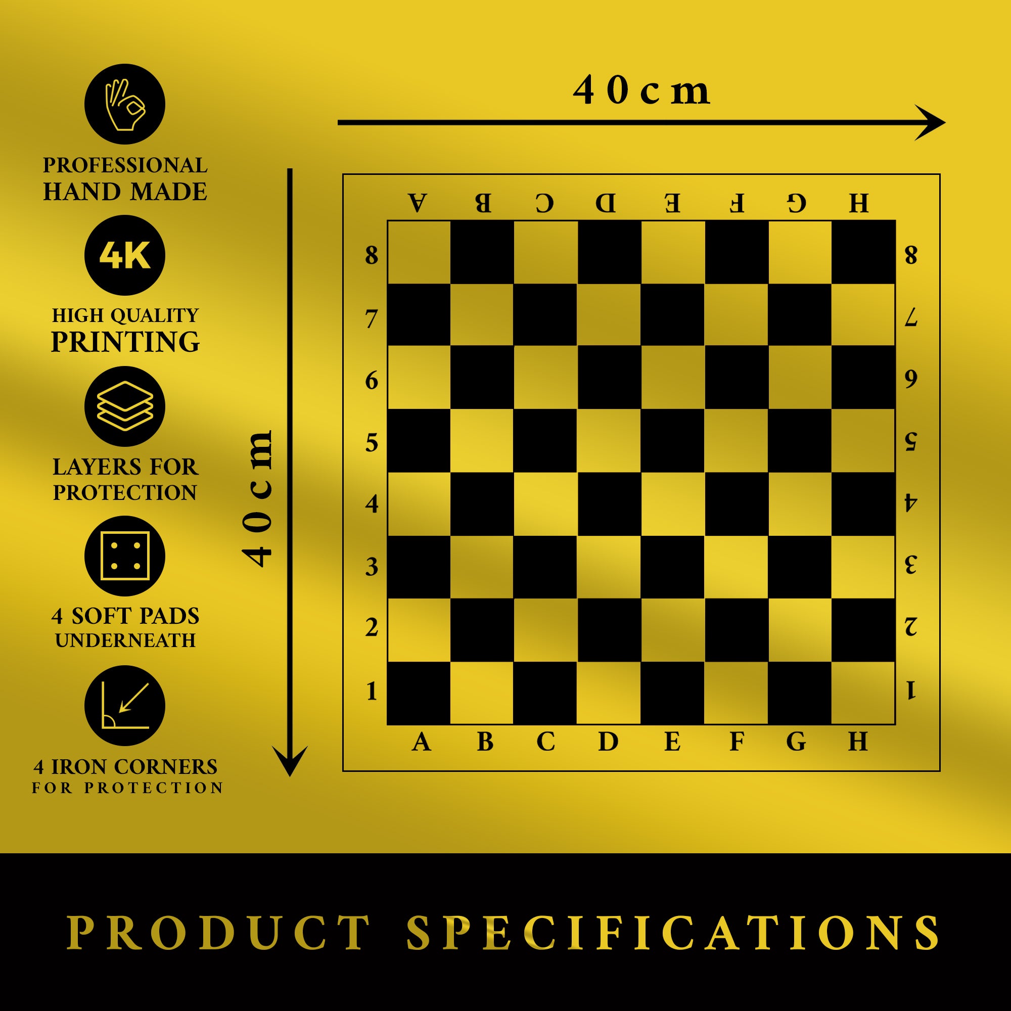 WHITE CLASSIC PROFESSIONAL WOOD CHESS BOARD 40X40CM + 32 PIECES INCLUDED (16 WHITE & 16 BLACK) + CHESS TIMER FREE SOFTWARE INCLUDED QR CODE (WHITE VERSION)