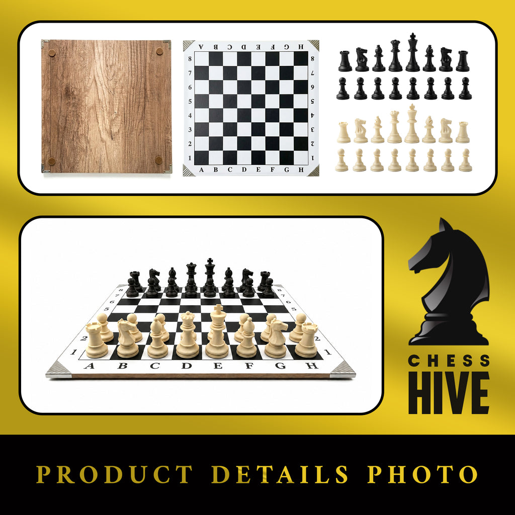 WHITE CLASSIC PROFESSIONAL WOOD CHESS BOARD 40X40CM + 32 PIECES INCLUDED (16 WHITE & 16 BLACK) + CHESS TIMER FREE SOFTWARE INCLUDED QR CODE (WHITE VERSION)