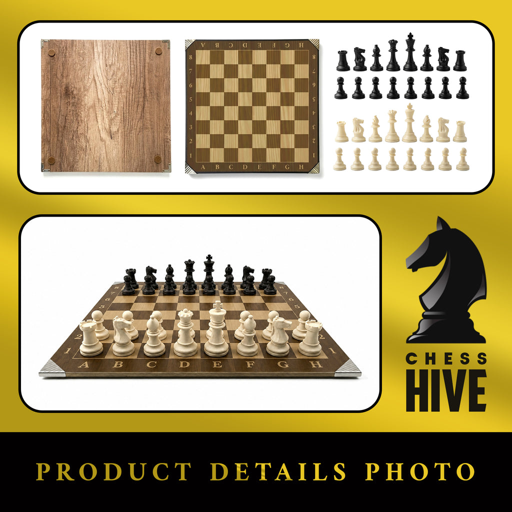 CLASSIC VERSION PROFESSIONAL WOOD CHESS BOARD 40X40CM + 32 PIECES INCLUDED (16 WHITE & 16 BLACK) + CHESS TIMER FREE SOFTWARE INCLUDED QR CODE (CLASSIC VERSION)