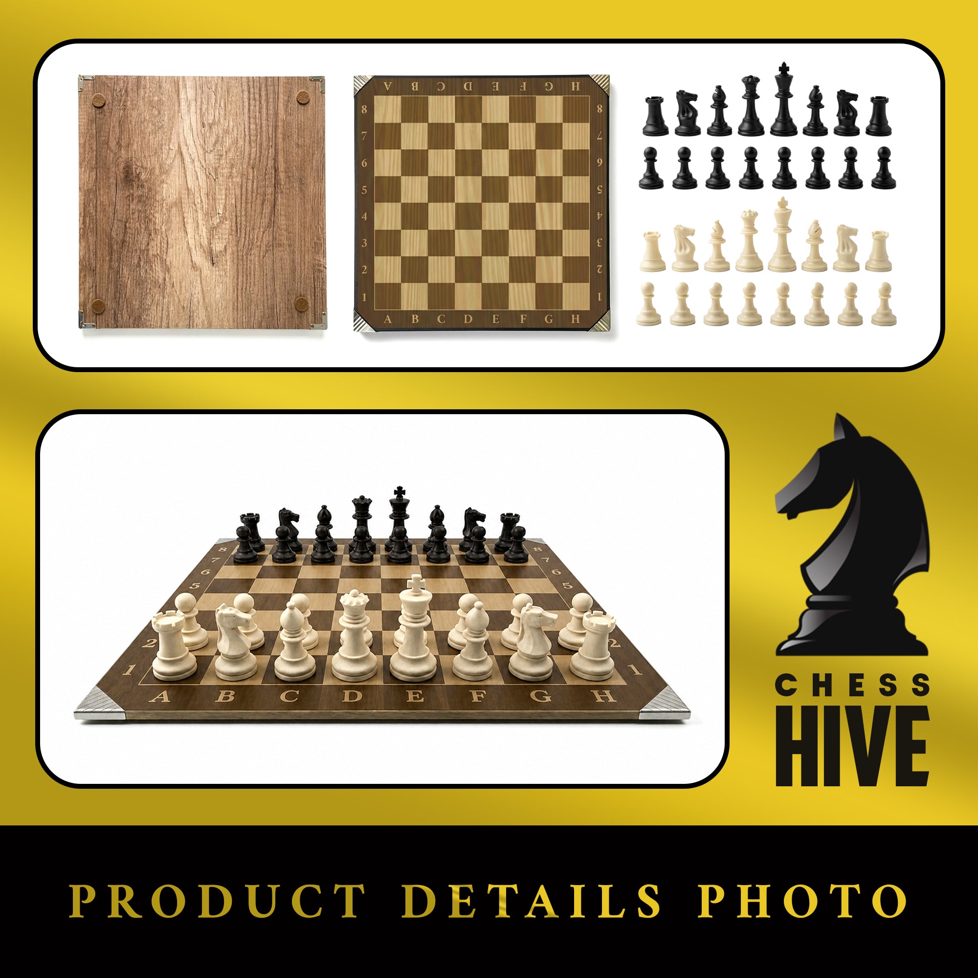 CLASSIC VERSION PROFESSIONAL WOOD CHESS BOARD 40X40CM + 32 PIECES INCLUDED (16 WHITE & 16 BLACK) + CHESS TIMER FREE SOFTWARE INCLUDED QR CODE (CLASSIC VERSION)