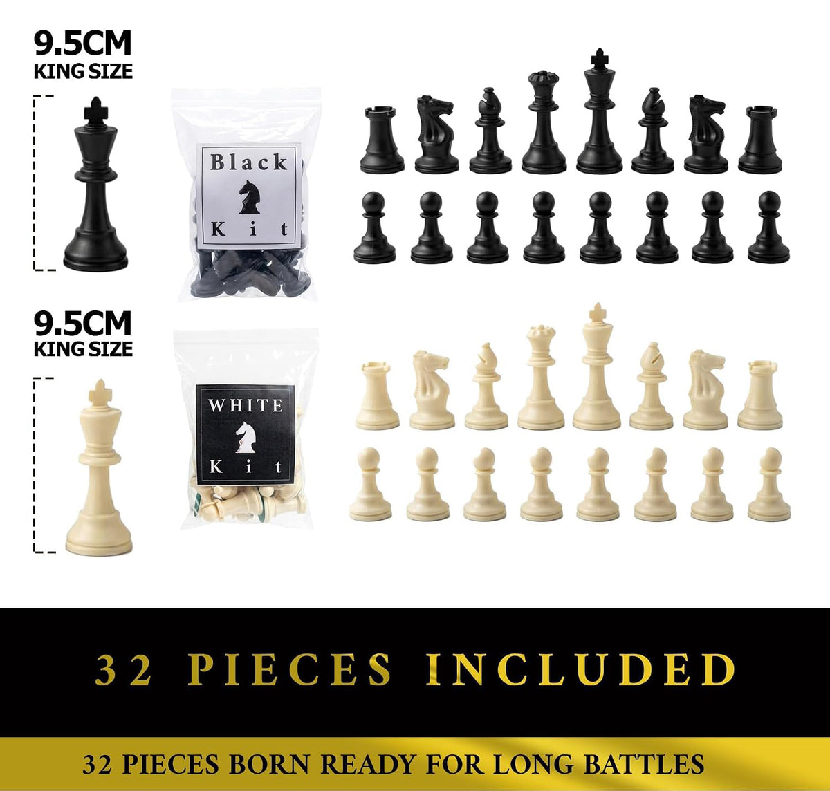 Plastic Chess Parts 32 Pieces | King 9.5 Cm